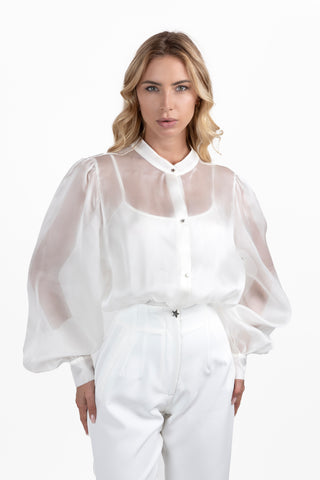 Odile body camicia in Organza di Seta White