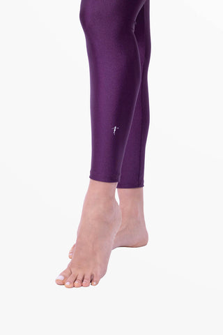 Amoureuse Leggings Prune avec trois cœurs en cristaux appliqués