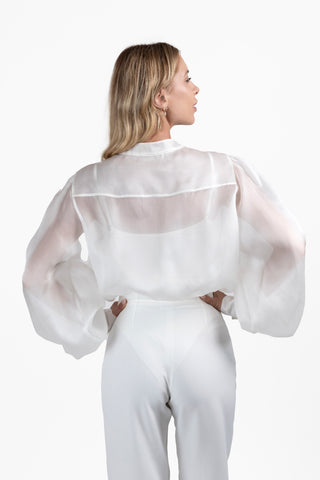 Odile body camicia in Organza di Seta White