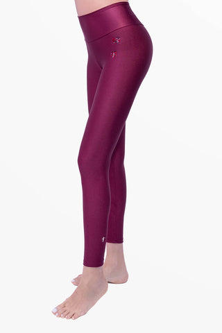 Amoureuse Leggings mit drei handapplizierten Kristallherzen