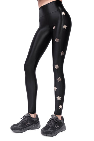Cascade Leggings in Lycra Setata Stelle Oro