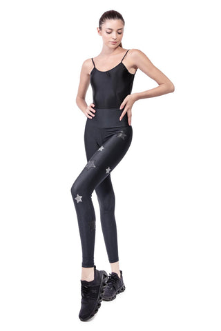 Lunis Leggings con Stelle Pelle Argento