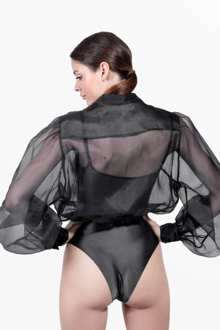 Odile body camicia in Organza di Seta Black