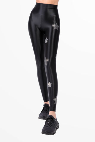 Lunis Diamond Leggings in Lycra Setata con Cristalli Hematite e Argento