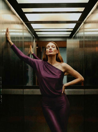 Berenice jumpsuit intera in Lycra Setata RedWine