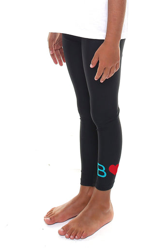 Personalisierte Mädchen Leggings mit zwei Herzen und einem Buchstaben am Knöchel